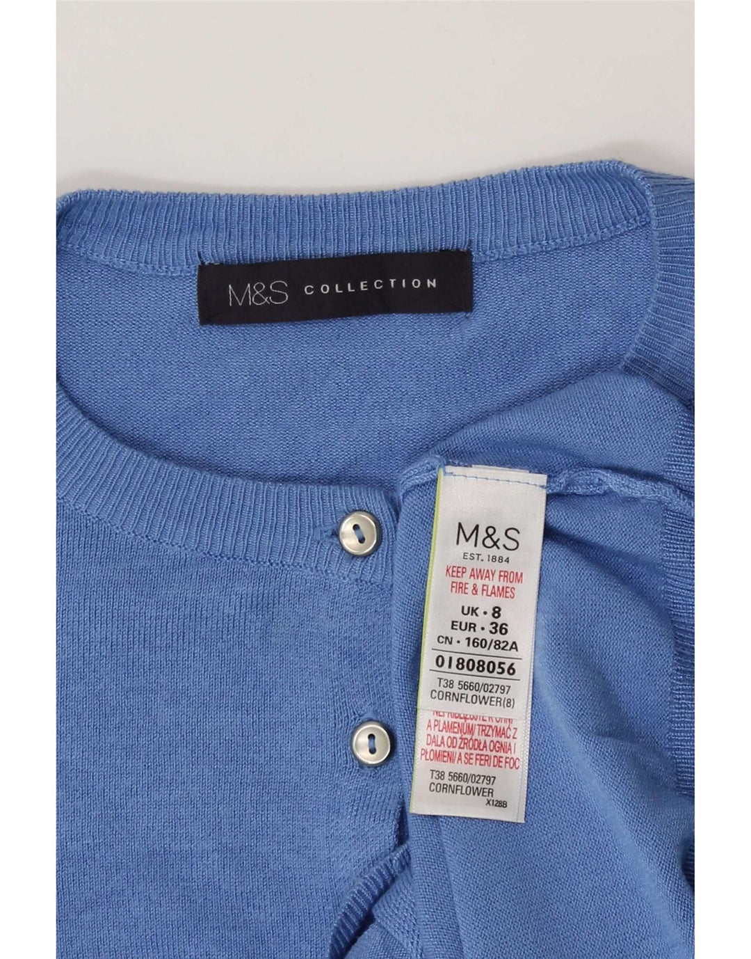 Marks & Spencer Womens Crop Cardigan Sweater UK 8 Small Blue Viscose