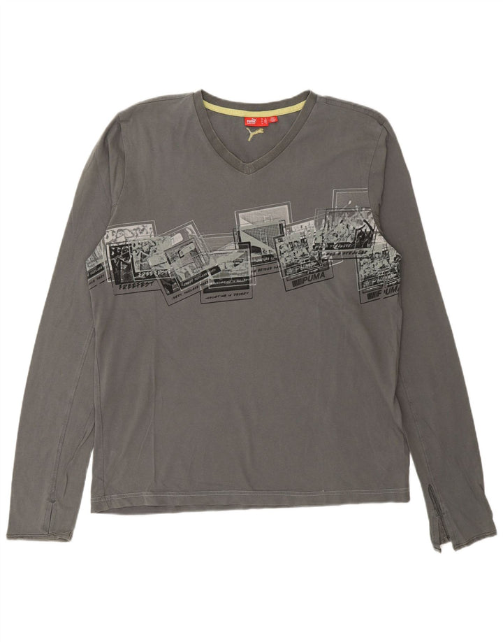 PUMA Mens Graphic Top Long Sleeve Medium Grey