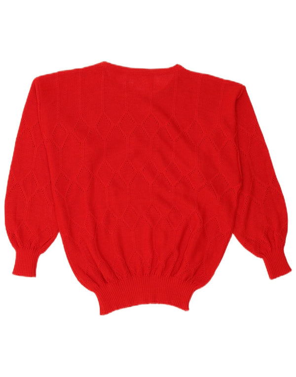 Vintage Womens Boat Neck Jumper Sweater UK 16 Large Red Polyacrylic