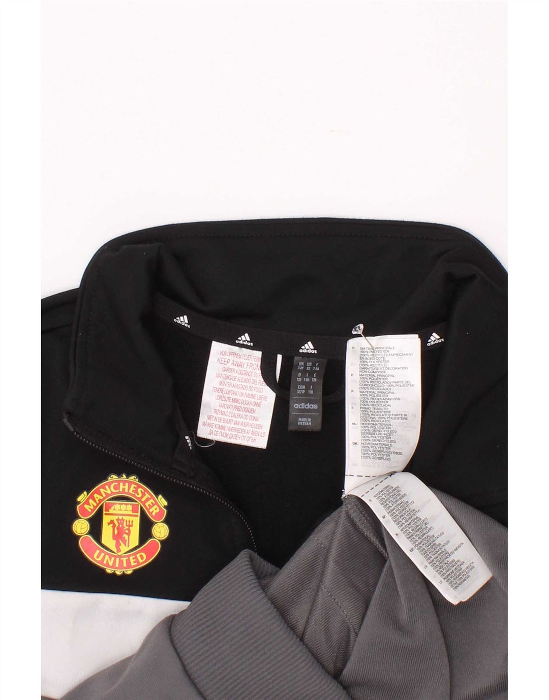 Adidas Boys Manchester United Tracksuit Top Jacket 7-8 Years Grey