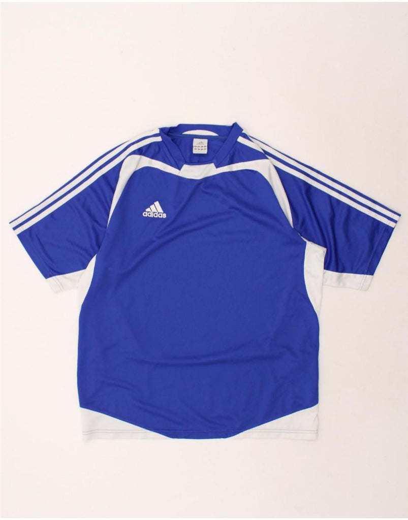 ADIDAS Mens T-Shirt Top Large Blue Colourblock | Vintage Adidas | Thrift | Second-Hand Adidas | Used Clothing | Messina Hembry 