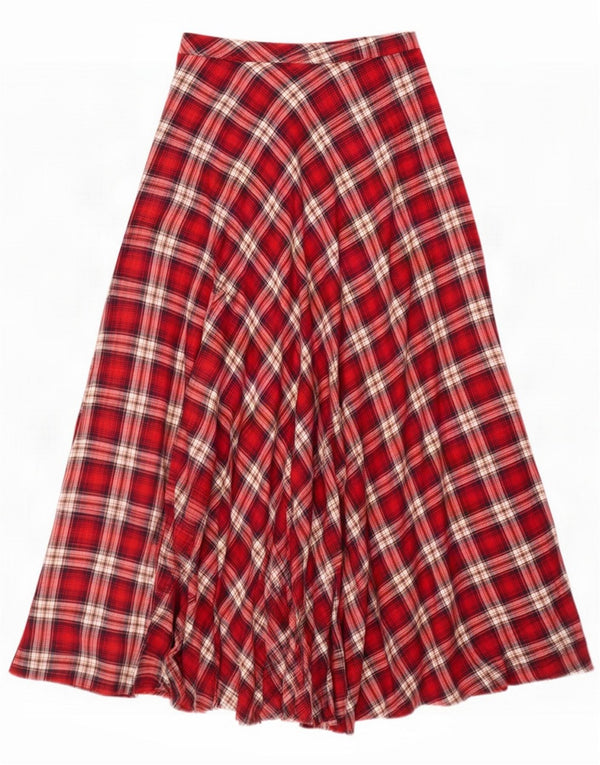 Carrera Womens Midi Skirt Medium W40 Red Plaid Cotton