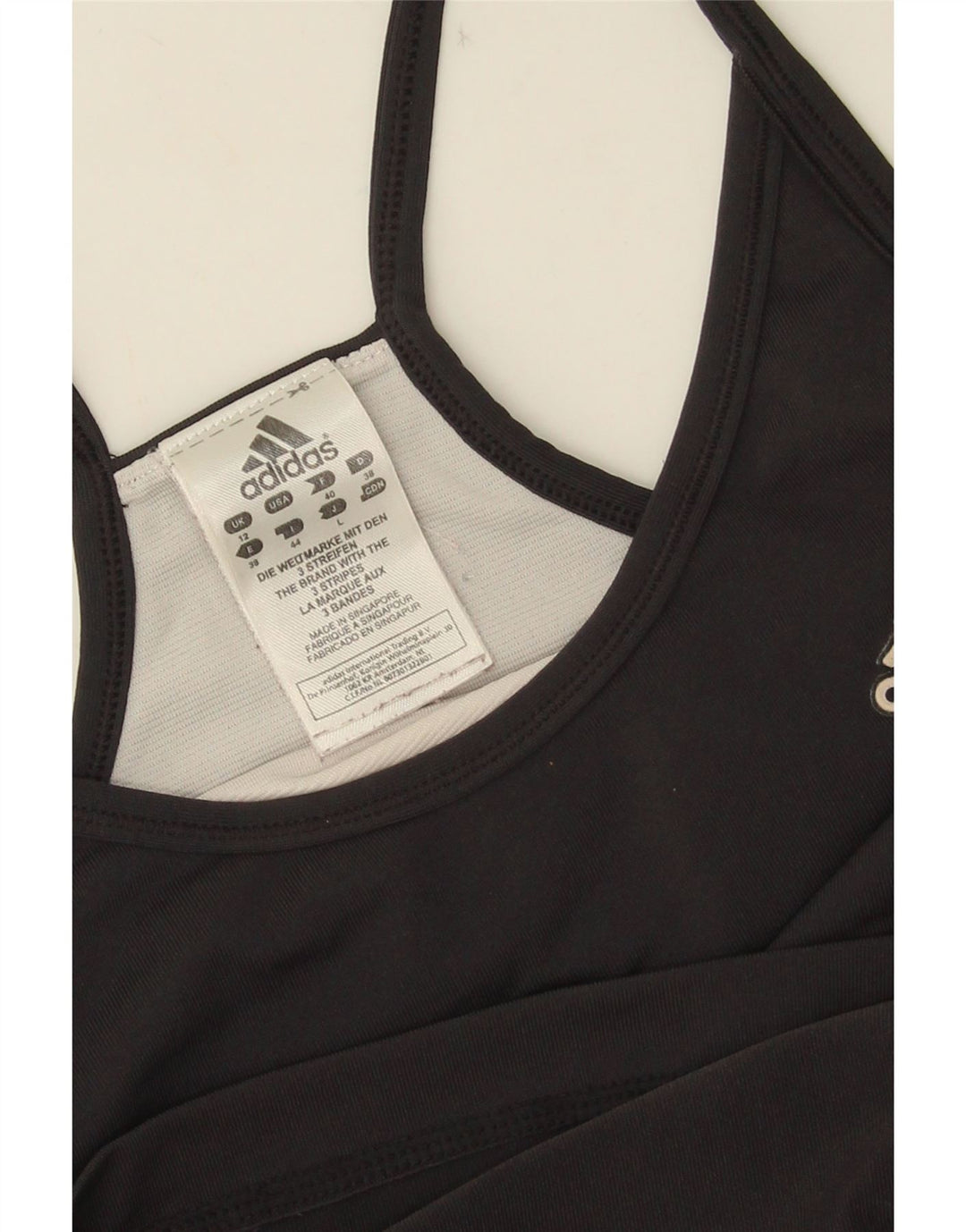 Adidas Womens Crop Vest Top UK 12 Medium Black Polyester