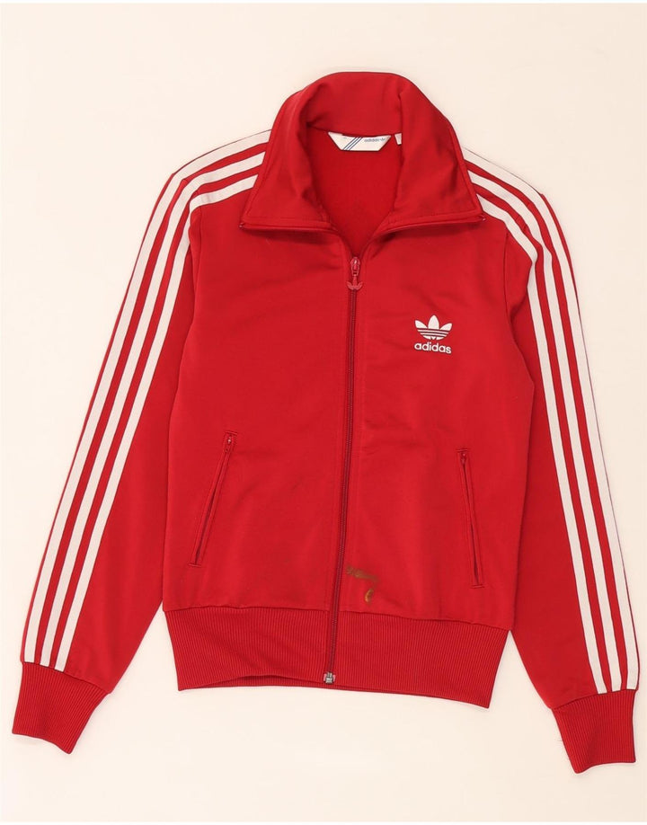 Adidas Womens Graphic Tracksuit Top Jacket EU 36 Small Red Polyester