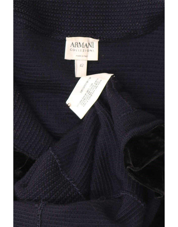 ARMANI Womens Ruffle Front Cardigan Sweater IT 42 Medium Navy Blue