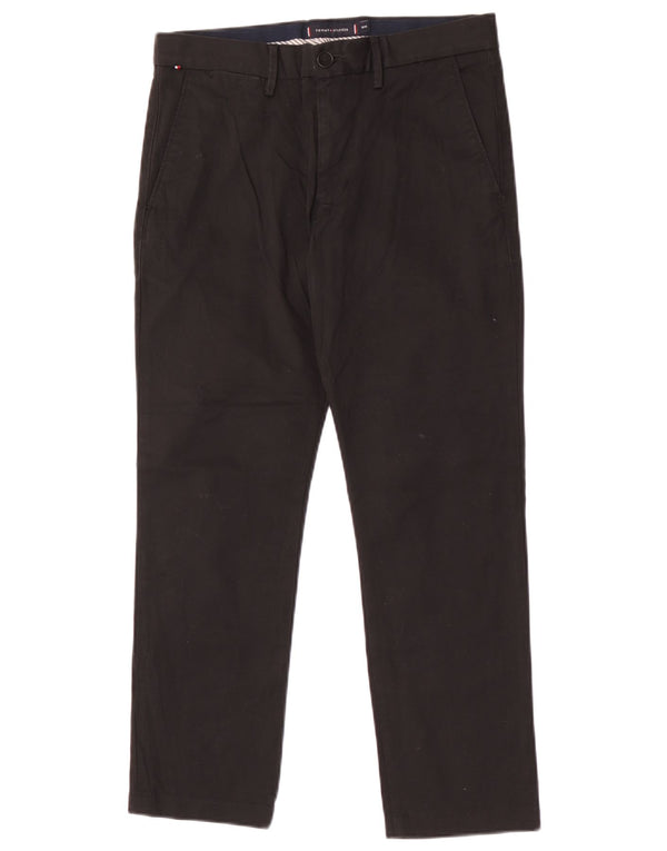 Tommy Hilfiger Womens Straight Chino Trousers W30 L27 Black Cotton