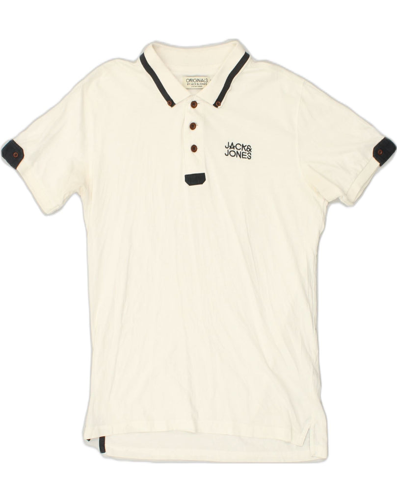 JACK & JONES Mens Polo Shirt Medium White Cotton | Vintage Jack & Jones | Thrift | Second-Hand Jack & Jones | Used Clothing | Messina Hembry 