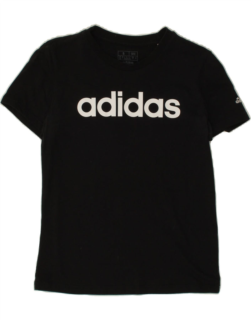 ADIDAS Womens Graphic T-Shirt Top UK 8 /10 Small Black Cotton Vintage Adidas and Second-Hand Adidas from Messina Hembry 