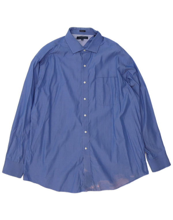 Tommy Hilfiger Mens Regular Fit Shirt Size 17 1/2 XL Blue Cotton