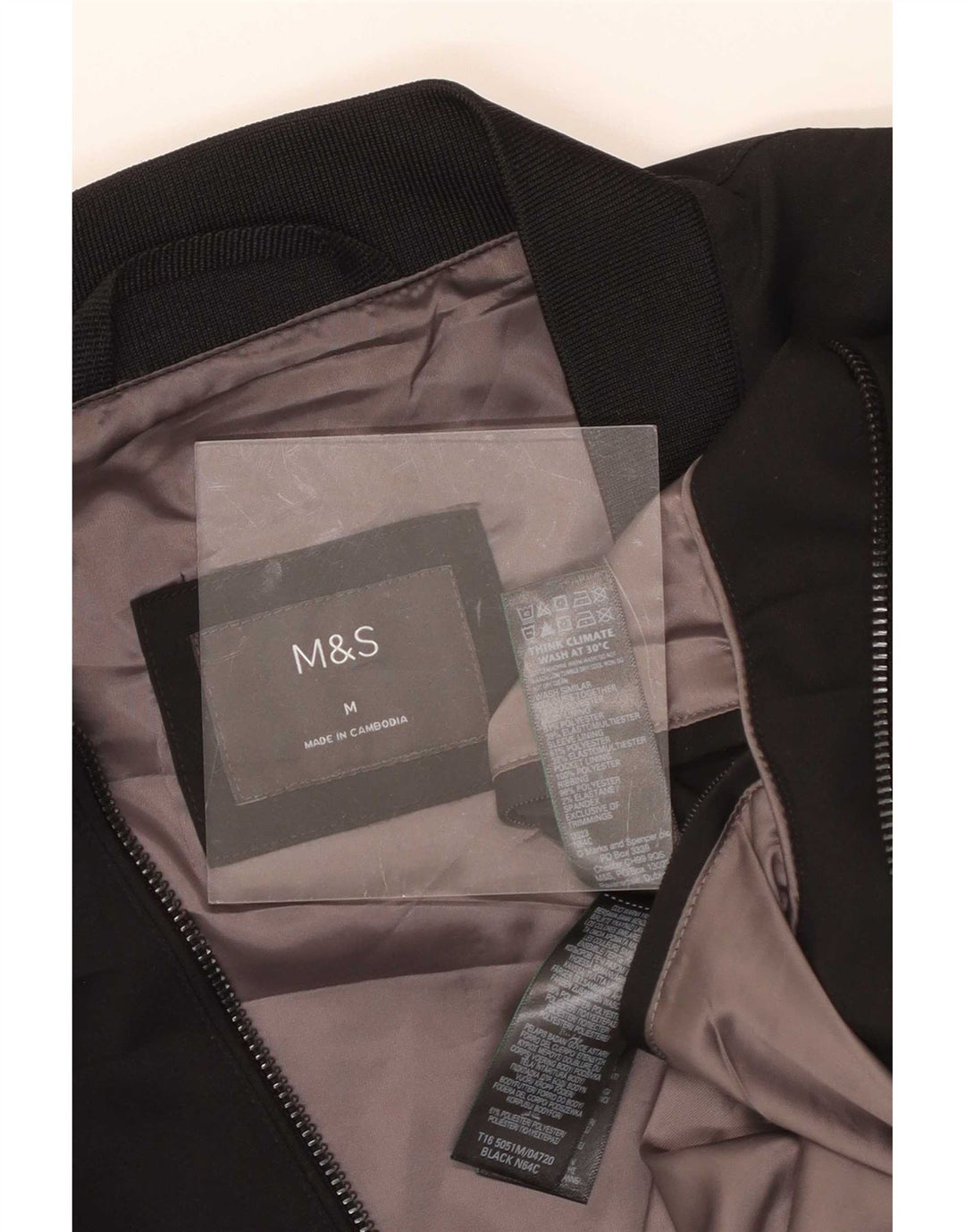 Marks & Spencer Mens Bomber Jacket UK 38 Medium Black Polyester