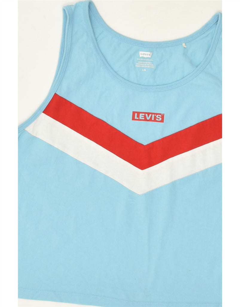 LEVI'S Womens Crop Vest Top UK 14 Large Turquoise Cotton | Vintage Levi's | Thrift | Second-Hand Levi's | Used Clothing | Messina Hembry 