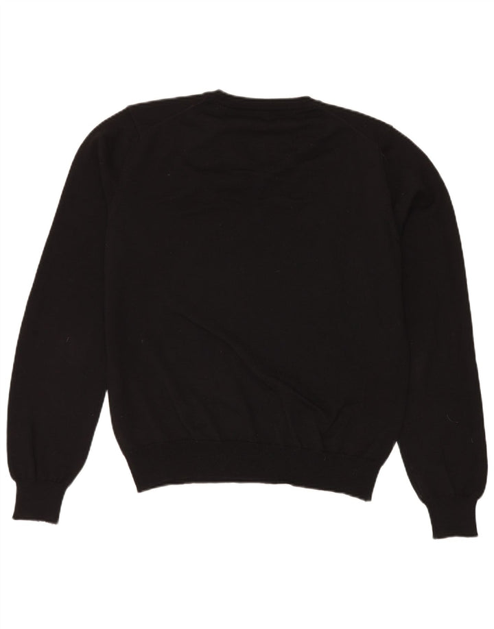 Calvin Klein Mens V-Neck Jumper Sweater Large Black Virgin Wool