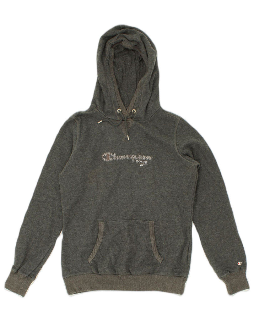 CHAMPION Womens Graphic Hoodie Jumper UK 12 Medium Grey Cotton | Vintage Champion | Thrift | Second-Hand Champion | Used Clothing | Messina Hembry 