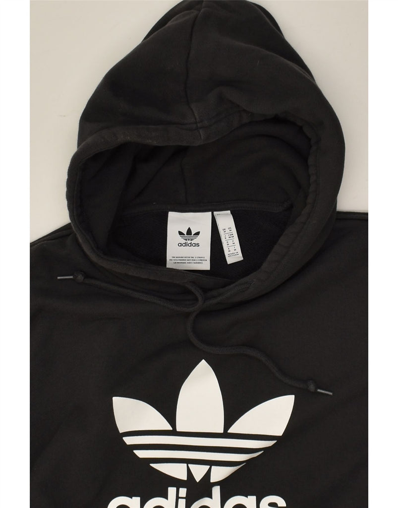 ADIDAS Mens Graphic Hoodie Jumper Medium Black Cotton | Vintage Adidas | Thrift | Second-Hand Adidas | Used Clothing | Messina Hembry 