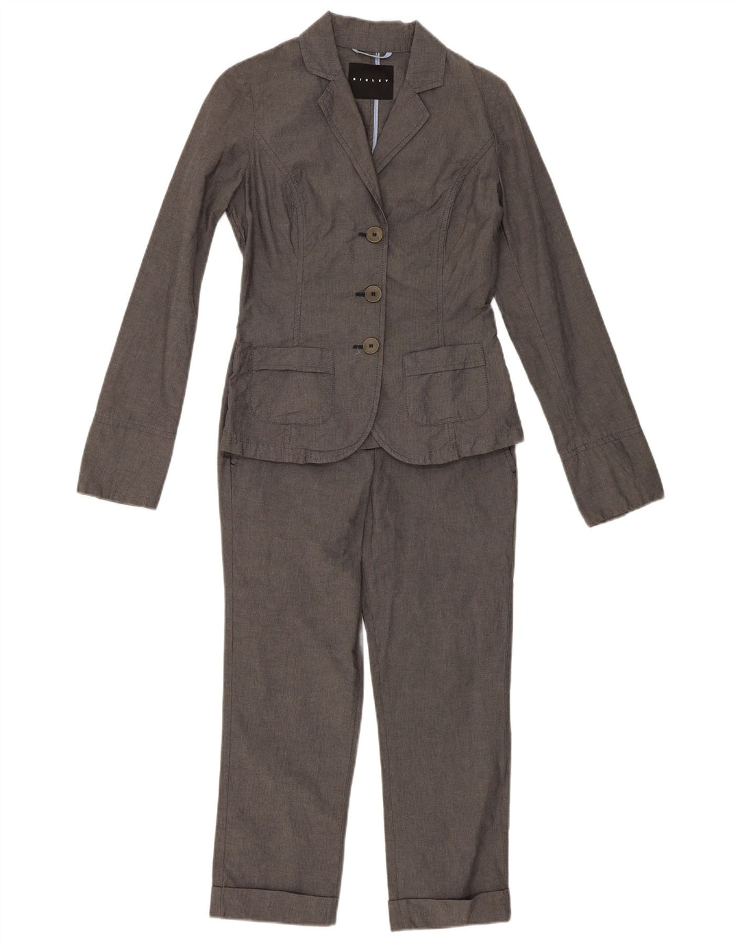 Sisley Womens 3 Button 2 Piece Suit IT 40 Small W28 L23 Grey Cotton
