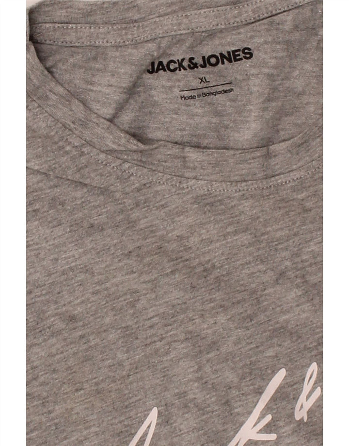 JACK & JONES Mens Graphic T-Shirt Top XL Grey Cotton Vintage Jack & Jones and Second-Hand Jack & Jones from Messina Hembry 