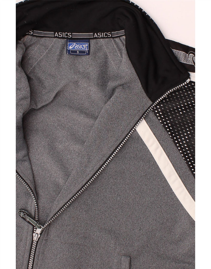 ASICS Mens Graphic Tracksuit Top Jacket Small Grey Colourblock Polyester Vintage Asics and Second-Hand Asics from Messina Hembry 