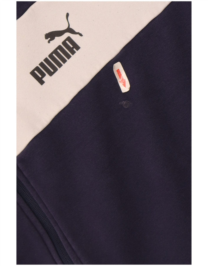Puma Mens Zip Hoodie Sweater 2XL Navy Blue Colourblock Polyester