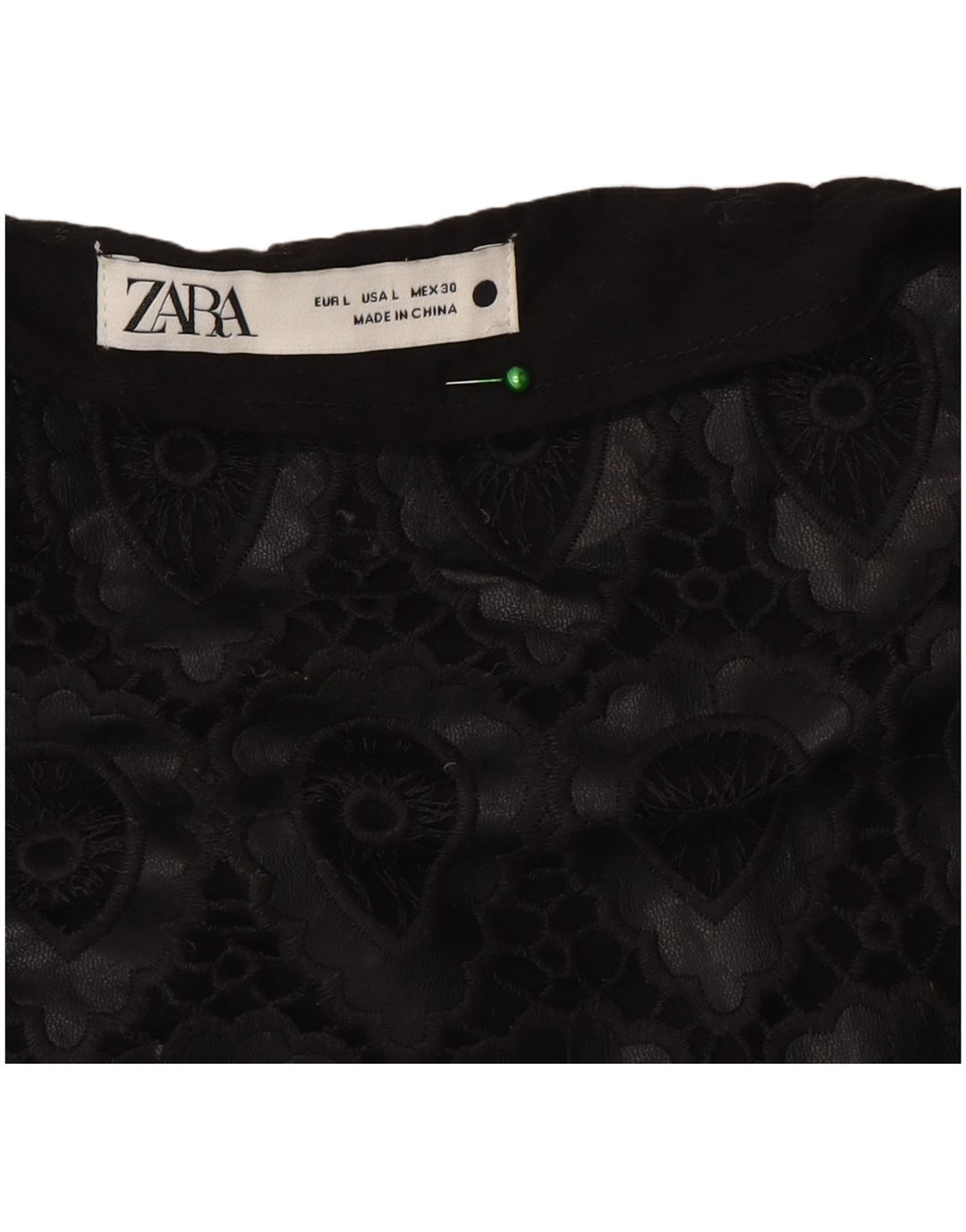 Zara Womens Mini Skirt Large W30 Black Geometric Polyester