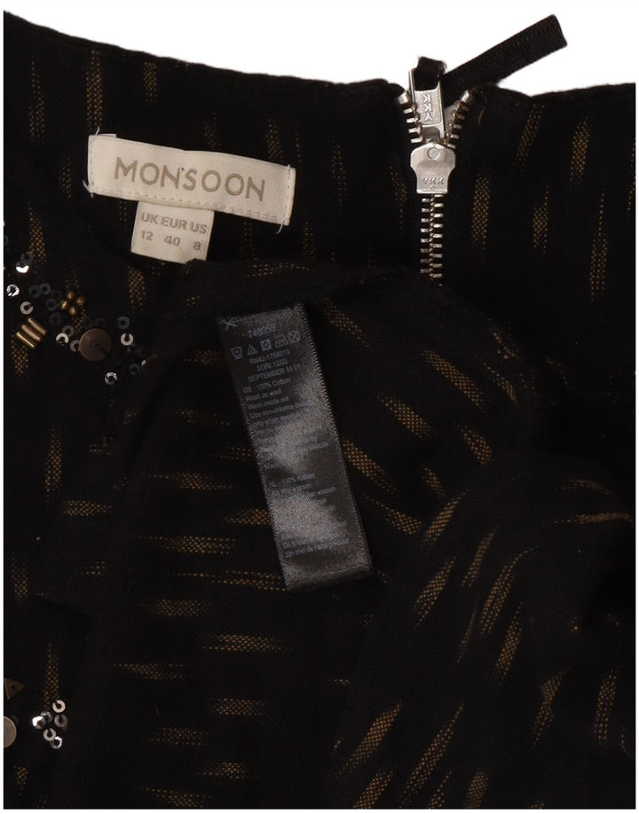 Monsoon Womens Shift Dress UK 12 Medium Black Spotted Cotton