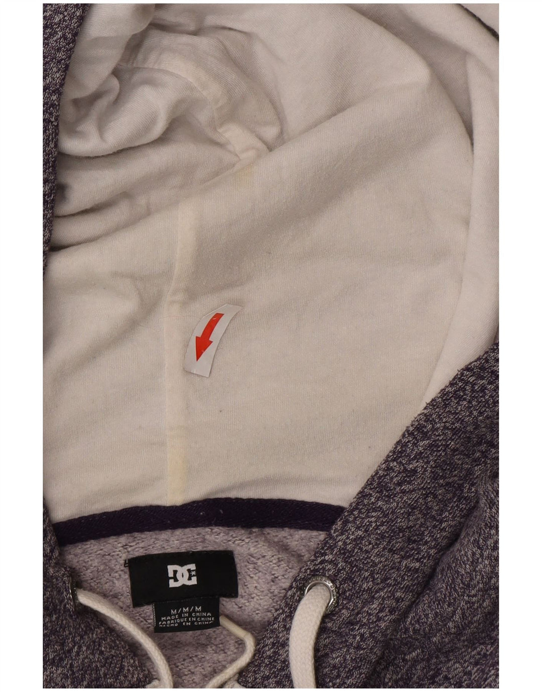 DC Mens Zip Hoodie Sweater Medium Grey Flecked Cotton