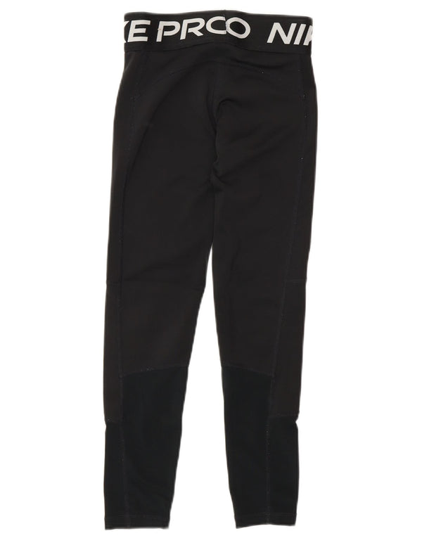 Nike Girls Dri Fit Graphic Leggings 8-9 Years Small  Black Polyester