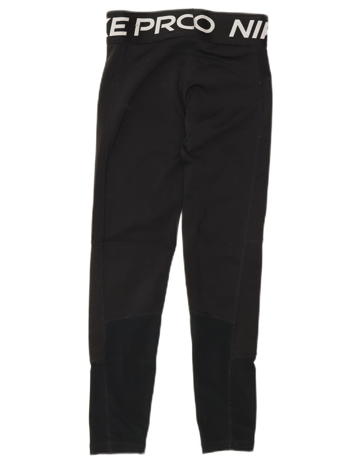 Nike Girls Dri Fit Graphic Leggings 8-9 Years Small  Black Polyester