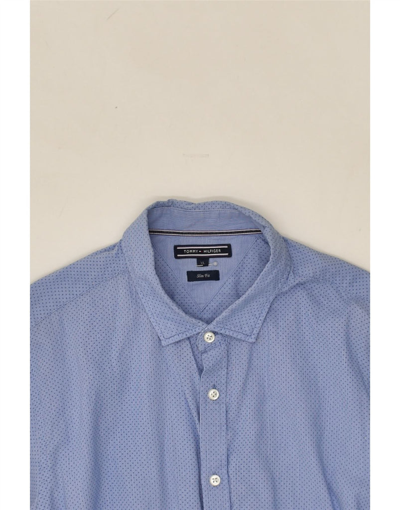 TOMMY HILFIGER Mens Slim Fit Shirt XL Blue Polka Dot Cotton | Vintage Tommy Hilfiger | Thrift | Second-Hand Tommy Hilfiger | Used Clothing | Messina Hembry 