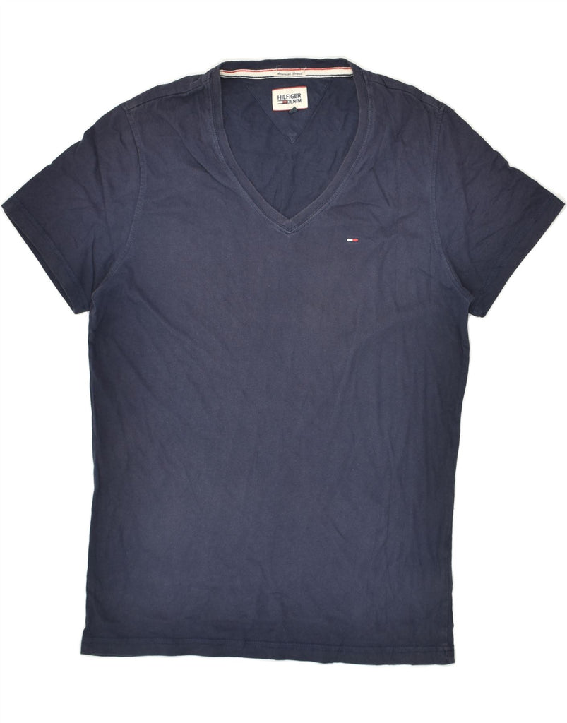 TOMMY HILFIGER Mens T-Shirt Top Medium Navy Blue Cotton | Vintage Tommy Hilfiger | Thrift | Second-Hand Tommy Hilfiger | Used Clothing | Messina Hembry 