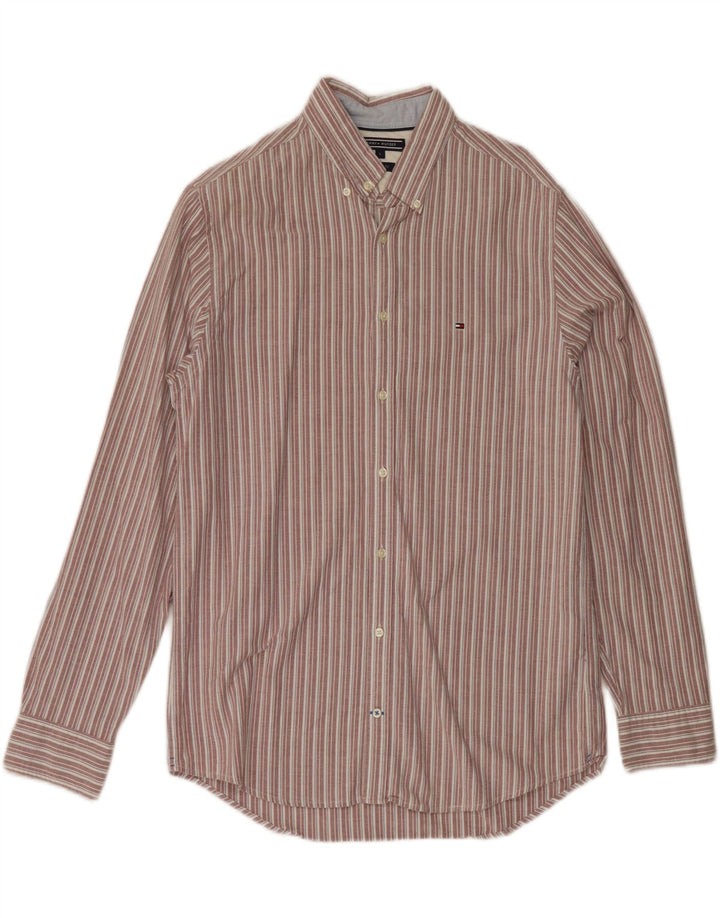 Tommy Hilfiger Mens Shirt Large Red Striped Cotton