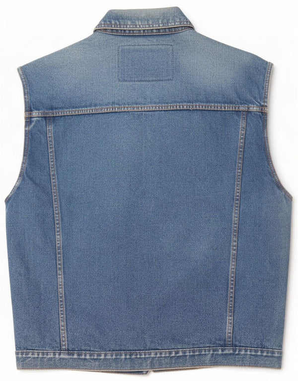 Vintage Mens Denim Gilet UK 40 Large Blue