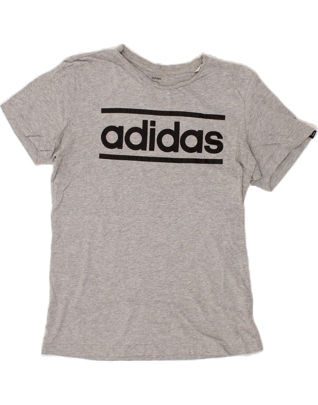 ADIDAS Womens Oversized Graphic T-Shirt Top UK 10 Small Grey Flecked Vintage Adidas and Second-Hand Adidas from Messina Hembry 