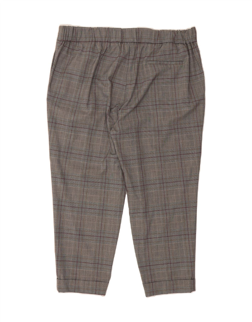 MARKS & SPENCER Womens Slim Cropped Trousers UK 20 2XL W40 L24  Grey Check Vintage Marks & Spencer and Second-Hand Marks & Spencer from Messina Hembry 