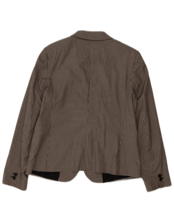 Massimo Dutti Womens 2 Button Blazer Jacket EU 44 XL Black Houndstooth