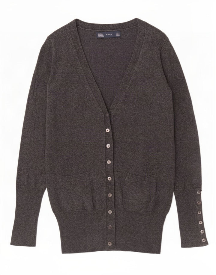 Zara Womens Cardigan Sweater UK 10 Small Grey Rayon