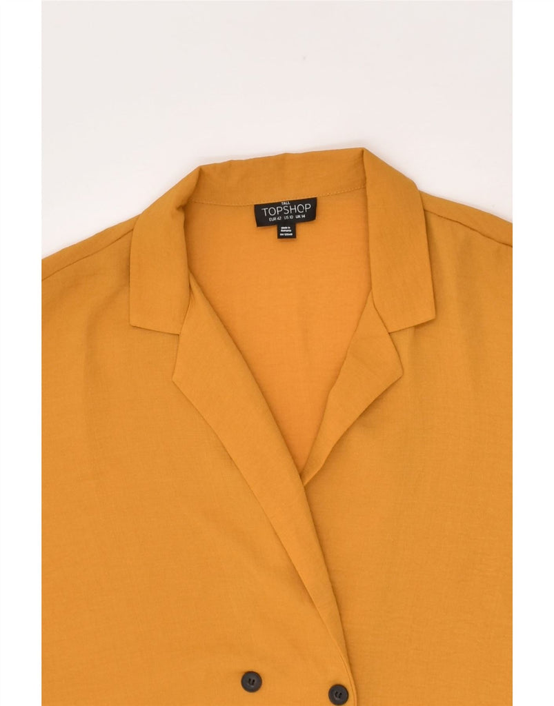 TOPSHOP Womens Double Breasted Blazer Jacket UK 14 Large  Yellow Polyester | Vintage Topshop | Thrift | Second-Hand Topshop | Used Clothing | Messina Hembry 