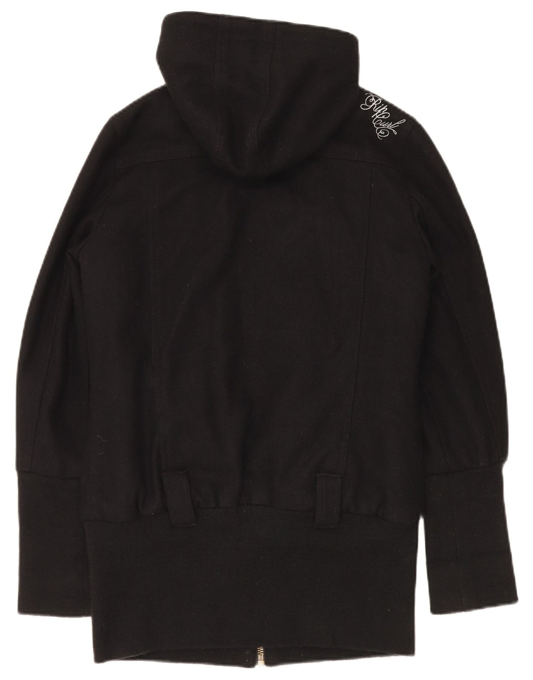 RIP CURL Womens Hooded Windbreaker Jacket UK 10 Small Black Wool