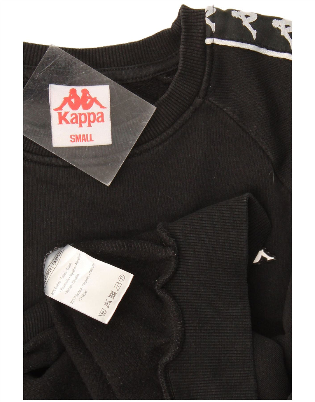 Kappa Mens Graphic Loose Fit Sweatshirt Jumper Small Black Cotton