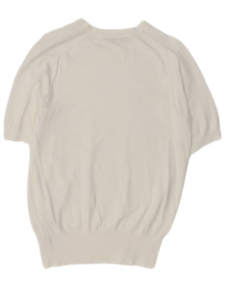 Zara Womens Short Sleeve Blouse Top Large White Viscose