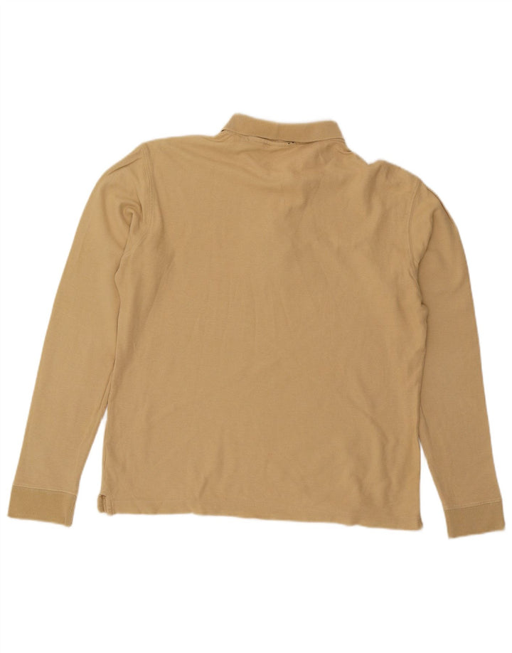 Fila Mens Long Sleeve Polo Shirt Medium Beige Cotton