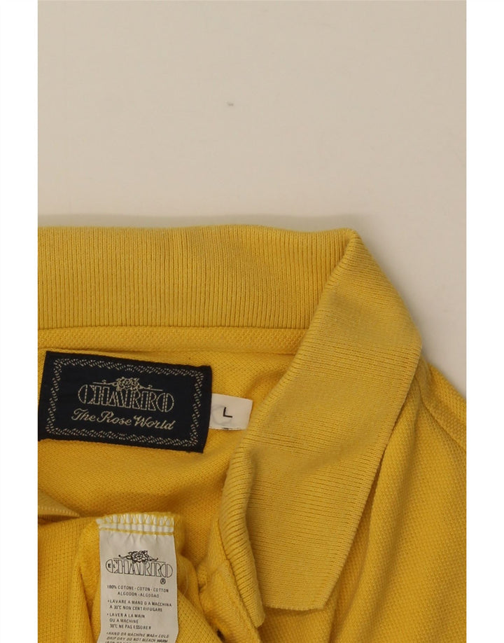 Charro Mens Polo Shirt Large Yellow Cotton