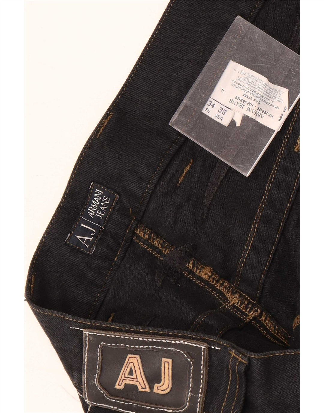 Armani Mens Distressed Straight Jeans W34 L34 Black Cotton