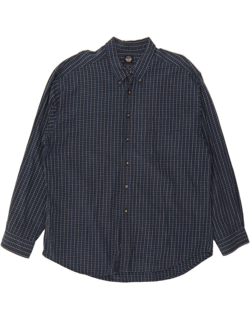 DOCKERS Mens Flannel Shirt 2XL Navy Blue Check Cotton Vintage Dockers and Second-Hand Dockers from Messina Hembry 