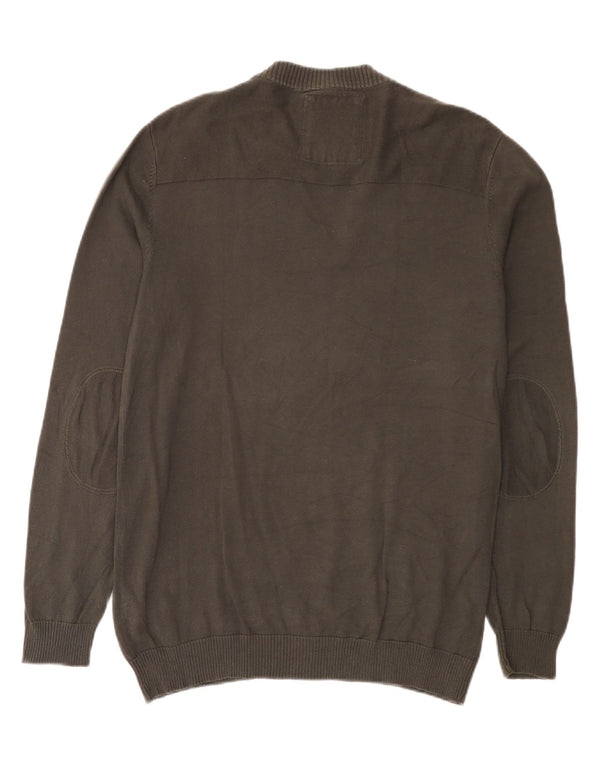 Jack & Jones Mens V-Neck Jumper Sweater Large Grey Cotton