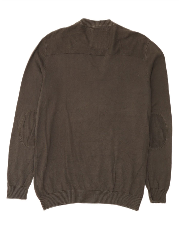 Jack & Jones Mens V-Neck Jumper Sweater Large Grey Cotton