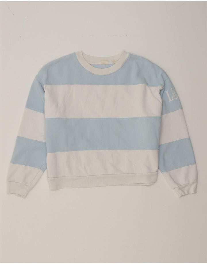 LEVI'S Womens Oversized Sweatshirt Jumper UK 14 Medium Blue Striped Vintage Levi's and Second-Hand Levi's from Messina Hembry 