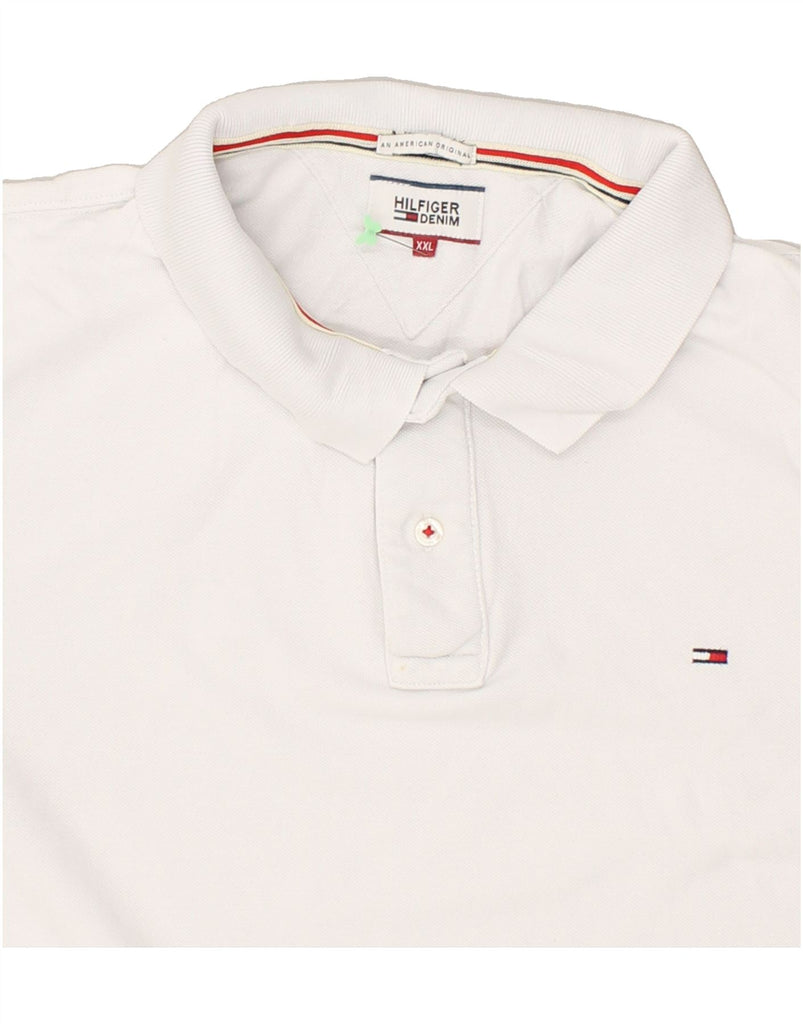 TOMMY HILFIGER Mens Slim Polo Shirt 2XL White Cotton | Vintage Tommy Hilfiger | Thrift | Second-Hand Tommy Hilfiger | Used Clothing | Messina Hembry 