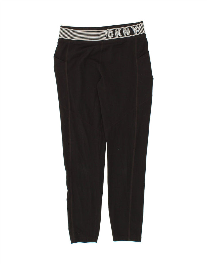 DKNY Womens Graphic Leggings UK 10 Small  Black Cotton Vintage Dkny and Second-Hand Dkny from Messina Hembry 