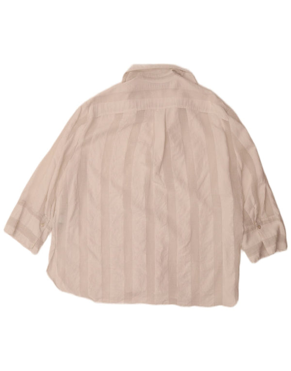 Zara Womens 3/4 Sleeve Oversized Shirt UK 16 Large White Striped