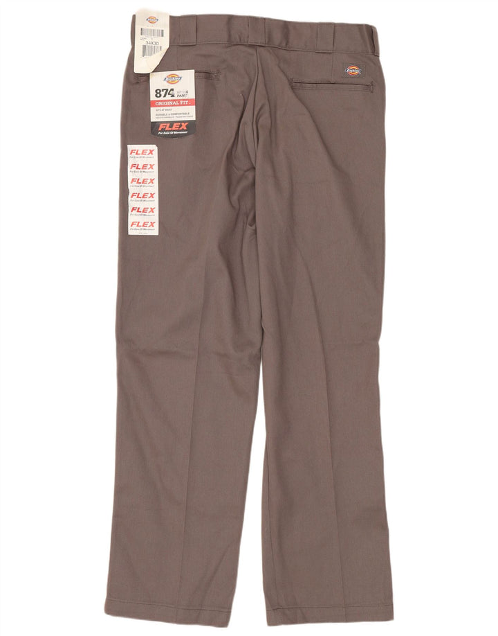 Dickies Mens Straight Original Fit Chino Trousers W34 L30 Grey Polyester